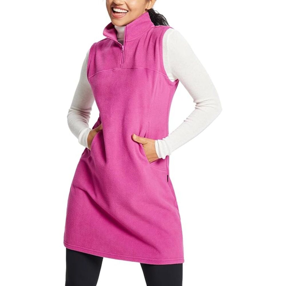 Long Tunic Quarter Zip Sleeveless Pullover Thermal Dress, XXL, 8D-194D007